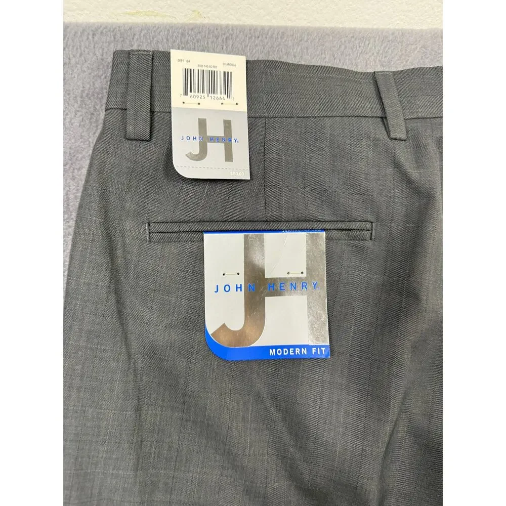 NWT John Henry Modern Fit Dress Pants Slacks Charcoal Gray Size 34x30‎